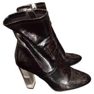 Steve Madden Shiny Black Clear Y2K Heeled Boots size 7,5